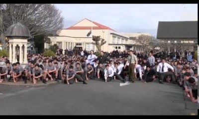 Palmerston North Boys High School perform a haka to farewell teacher – Dawson Tamatea